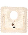 Jacquemus La Spiaggia Embellished Lace-raffia Bag In White