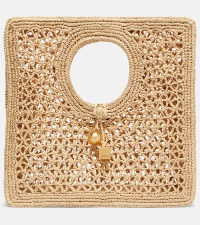 Jacquemus Spiaggia Small Raffia Tote Bag In Sand