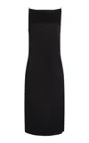 Jacquemus Spoglio High-neck Plunging-side Satin Dress In Black