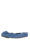 Jacquemus Les Ballerines Bow Square Toe Denim Ballet Flat In Navy
