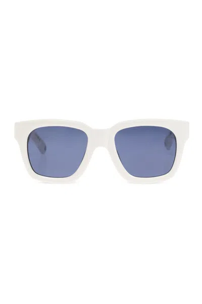 Jacquemus Square Frame Sunglasses Sunglasses In White Blue