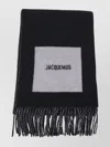 Jacquemus Square Fringe Rectangular Scarf In Black