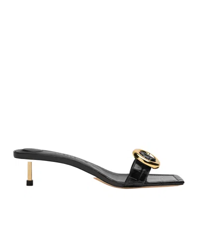 Jacquemus Square-headed High-heeled Sandals In Black