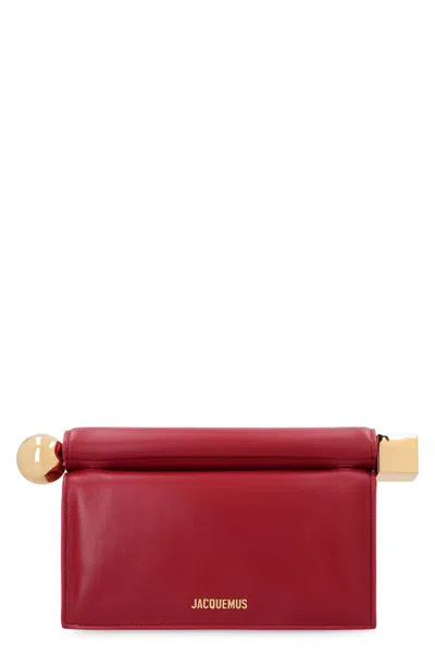 Jacquemus Square Leather Pouch In Red
