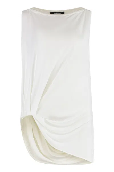 Jacquemus Square Neck Cut-out Top In White