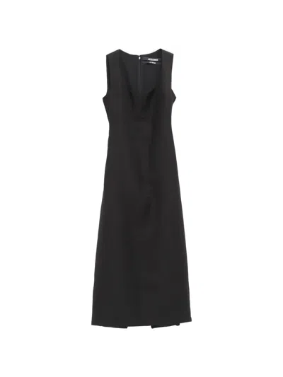 Jacquemus Square-neck Midi Dress In Black