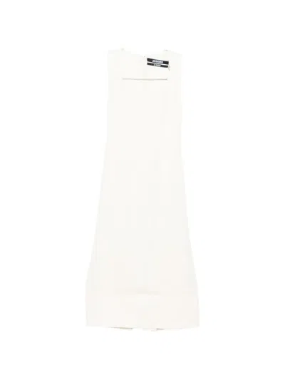 Jacquemus Long Sleeveless Tablier Midi Dress In White