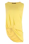 Jacquemus Draped Sleeveless Asymmetric Lightweight Top In Yellow