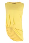 Jacquemus Draped Sleeveless Asymmetric Lightweight Top In Yellow