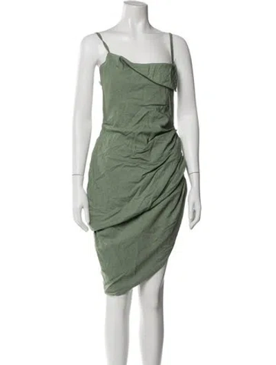 Pre-owned Jacquemus Square Neckline Knee-length Dress In Green