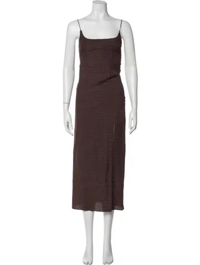 Pre-owned Jacquemus Square Neckline Long Dress In Brown