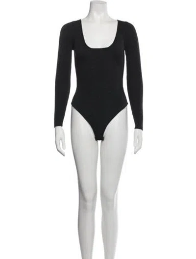 Pre-owned Jacquemus Square Neckline Long Sleeve Bodysuit In Black