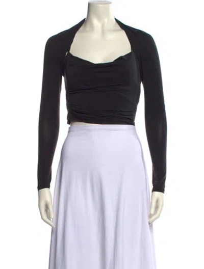 Pre-owned Jacquemus Square Neckline Long Sleeve Crop Top In Black