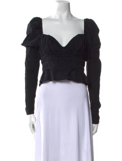 Pre-owned Jacquemus Square Neckline Long Sleeve Crop Top In Black