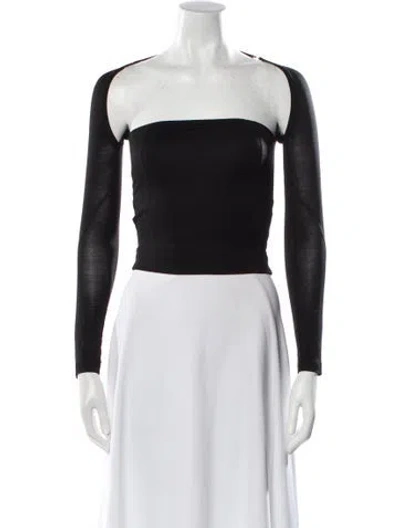 Pre-owned Jacquemus Square Neckline Long Sleeve Crop Top In Black