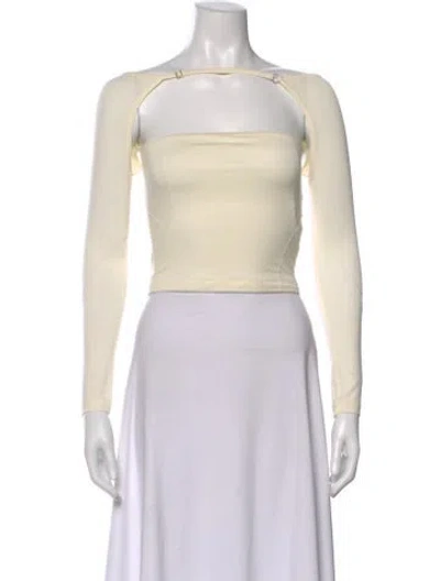 Pre-owned Jacquemus Square Neckline Long Sleeve Crop Top In Neutral