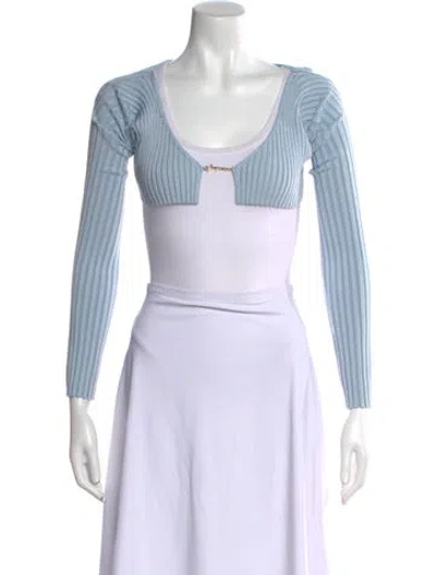 Pre-owned Jacquemus Square Neckline Long Sleeve Crop Top W/ Tags In Blue