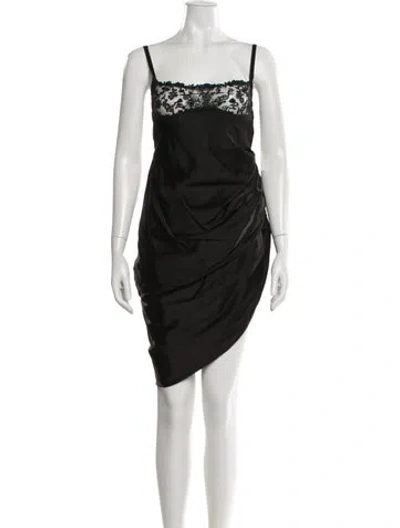 Pre-owned Jacquemus Square Neckline Midi Length Dress In Black