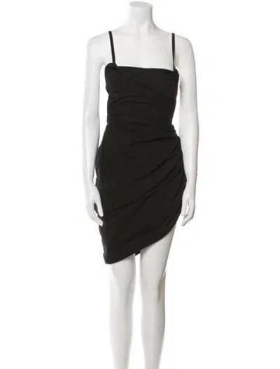 Pre-owned Jacquemus Square Neckline Midi Length Dress In Black