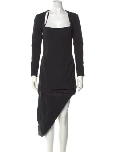 Pre-owned Jacquemus Square Neckline Midi Length Dress In Black