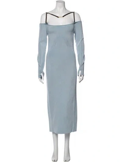 Pre-owned Jacquemus Square Neckline Midi Length Dress In Blue