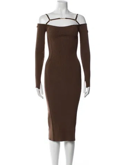 Pre-owned Jacquemus Square Neckline Midi Length Dress In Brown