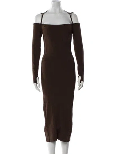 Pre-owned Jacquemus Square Neckline Midi Length Dress In Brown