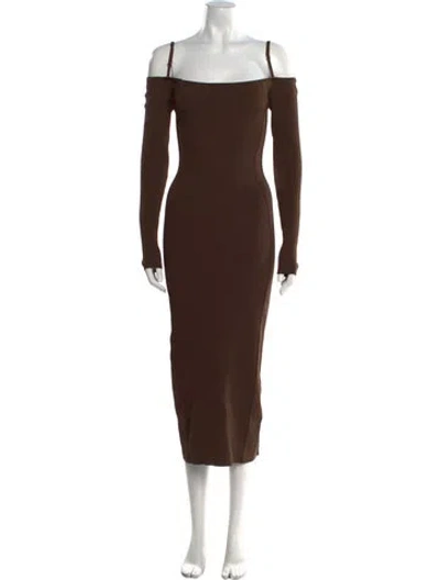 Pre-owned Jacquemus Square Neckline Midi Length Dress In Brown