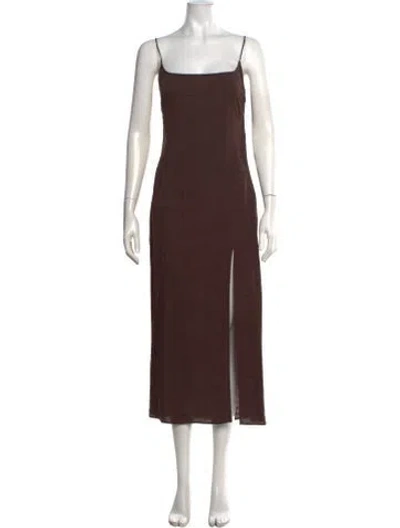 Pre-owned Jacquemus Square Neckline Midi Length Dress In Brown