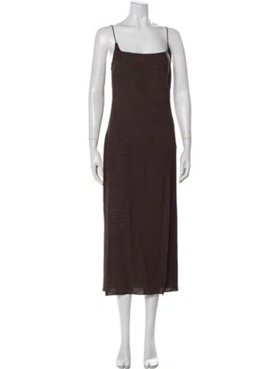 Pre-owned Jacquemus Square Neckline Midi Length Dress In Brown