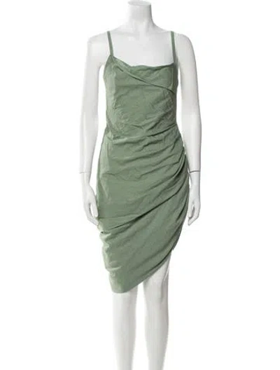 Pre-owned Jacquemus Square Neckline Midi Length Dress In Green