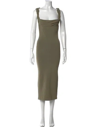 Pre-owned Jacquemus Square Neckline Midi Length Dress In Green