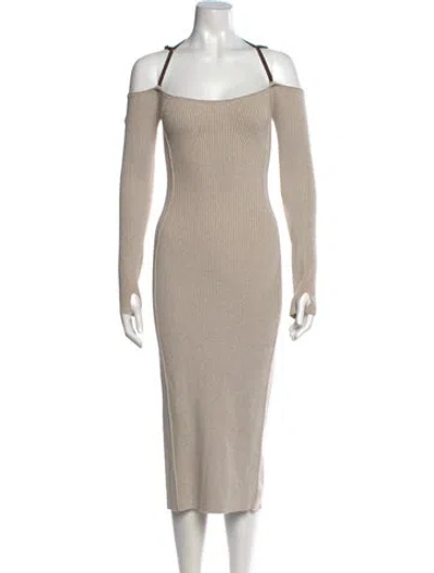 Pre-owned Jacquemus Square Neckline Midi Length Dress In Neutral