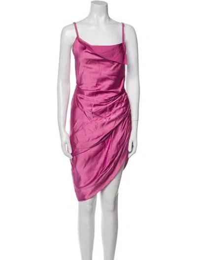 Pre-owned Jacquemus Square Neckline Midi Length Dress In Pink