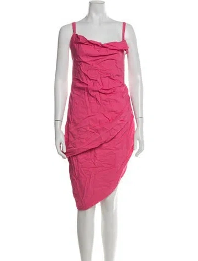 Pre-owned Jacquemus Square Neckline Midi Length Dress In Pink