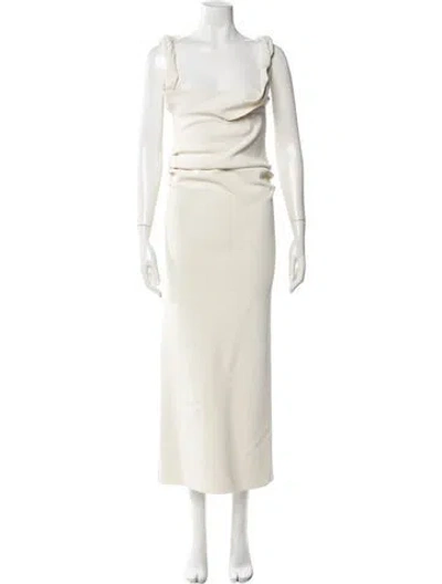 Pre-owned Jacquemus Square Neckline Midi Length Dress In White