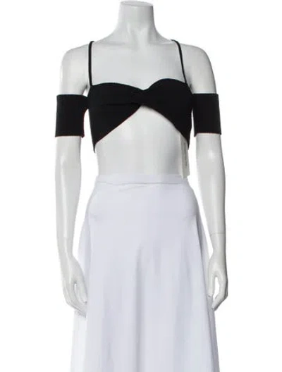Pre-owned Jacquemus Square Neckline Short Sleeve Crop Top In Black