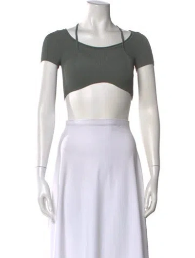Pre-owned Jacquemus Square Neckline Short Sleeve Crop Top In Green