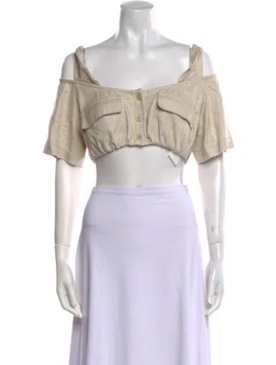 Pre-owned Jacquemus Square Neckline Short Sleeve Crop Top In Neutral