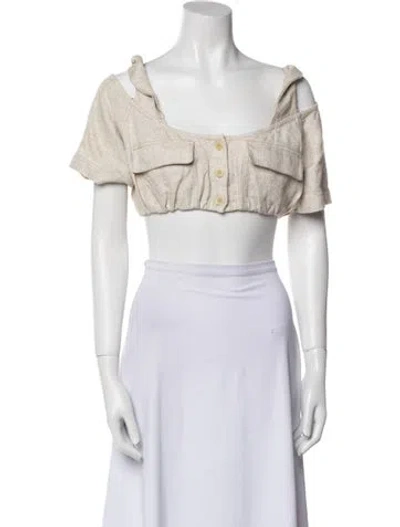 Pre-owned Jacquemus Square Neckline Short Sleeve Crop Top In Neutral