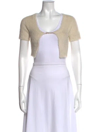 Pre-owned Jacquemus Square Neckline Short Sleeve Crop Top W/ Tags In Neutral