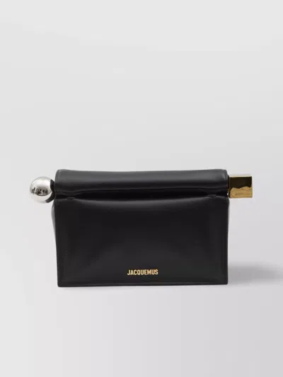 Jacquemus Square Round Clutch Pouch In Black