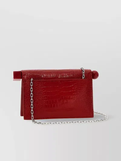 Jacquemus Square Round Crocodile Chain Strap Clutch