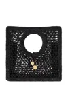 Jacquemus Carre Spiaggia Embellished Braided Raffia Tote In Black