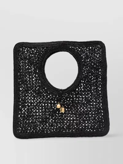 JACQUEMUS SQUARE SPIAGGIA RAFFIA HANDBAG