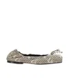 Jacquemus Snake-effect Leather Ballet Flats In Nude