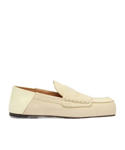 Jacquemus Square Toe Rubber Sole Loafers With Stitch Detailing In Yellow