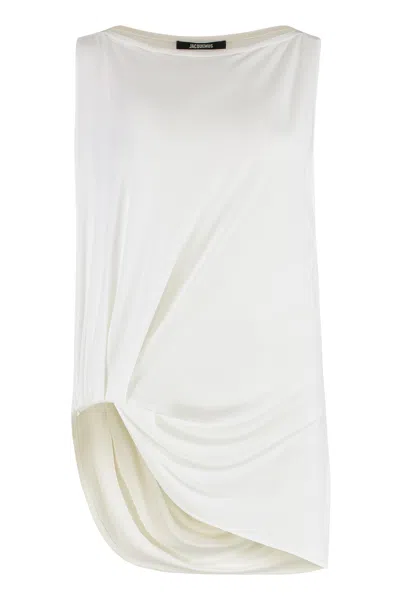 Jacquemus Square-neck Side Cut-out Blouse In White