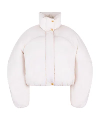 Jacquemus Stand-up Collar Cotton Coat In Neutral