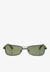 Jacquemus Statzione Rectangular Sunglasses In Green